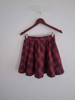 Women's Red Plaid Mini Skirt A-Line SZ S